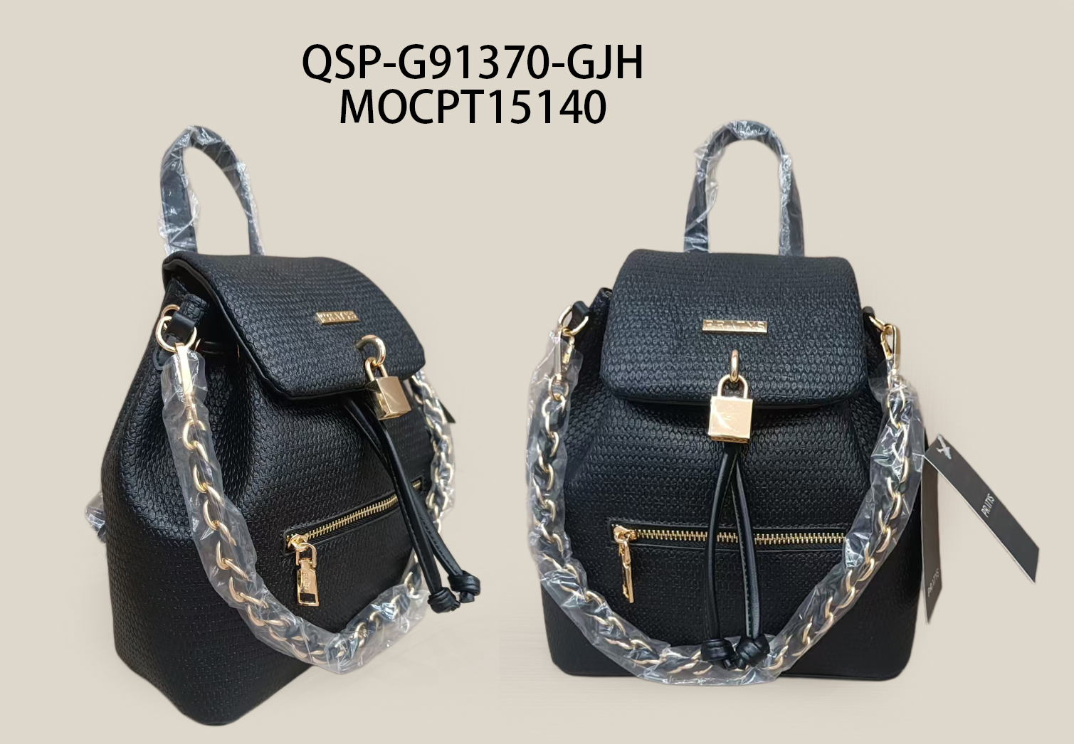 MOCPT15140 MOCHILA SIMIL CUERO COLOR NEGRO QSP-G91370-GJH-25 - Imagen 1